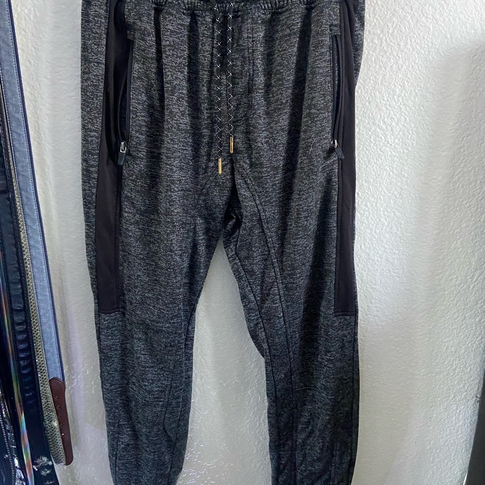 Gray Jogger Pants with Black Accents